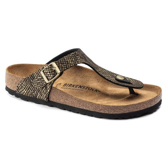 Birkenstock Gizeh Snake Print Sandals Women’s 7-7.5 EU 38 Comfort Cork Footbed - Picture 1 of 14
